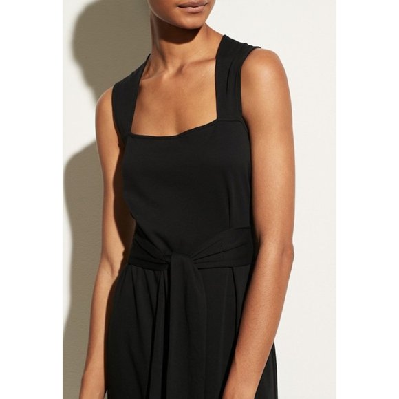 Vince Black Sleeveless Square Neck Wrap Mini Dress Women's Size Large L - Picture 4 of 11